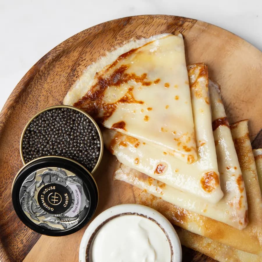 Blini with Salmon Roe